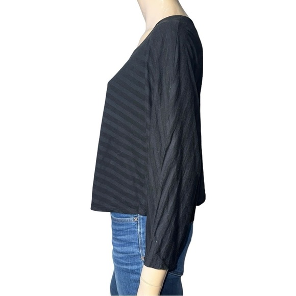 Robert Rodriguez Women’s Size S Black Shadow Stripe Batwing Cropped Top Shirt - Picture 4 of 9